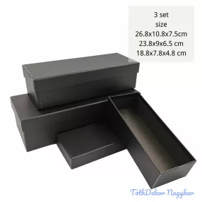 Papírdoboz 3db/szett tégla H26,8-23,8-18,8cm - Fekete