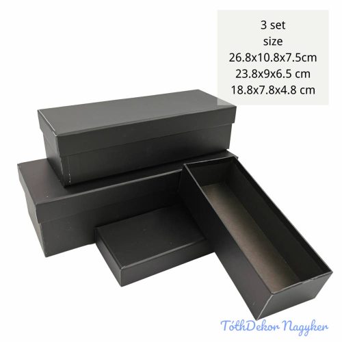 Papírdoboz 3db/szett tégla H26,8-23,8-18,8cm - Fekete