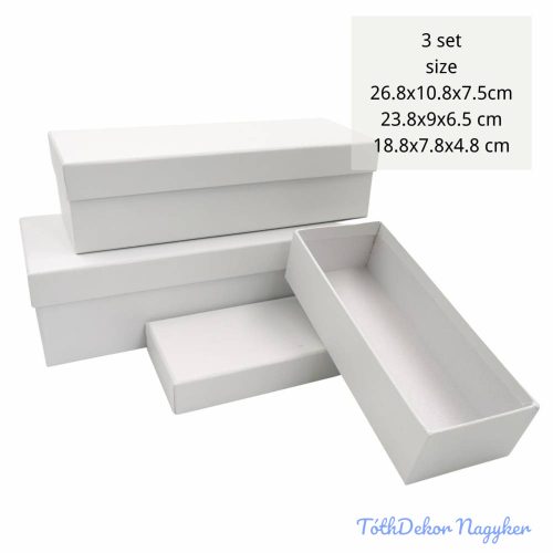 Papírdoboz 3db/szett tégla H26,8-23,8-18,8cm - Fehér