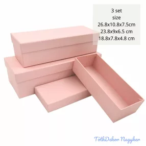 Papírdoboz 3db/szett tégla H26,8-23,8-18,8cm - Rózsaszín