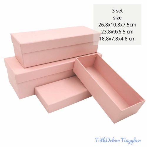 Papírdoboz 3db/szett tégla H26,8-23,8-18,8cm - Rózsaszín