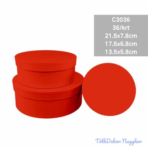 Papírdoboz 3db/szett kerek D21,5-17,5-13,5cm - Piros