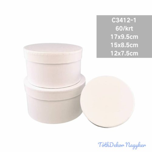 Papírdoboz 3db/szett kerek D17-15-12cm - Fehér