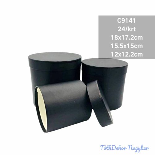 Papírdoboz 3db/szett kerek D18-15,5-12cm - Fekete