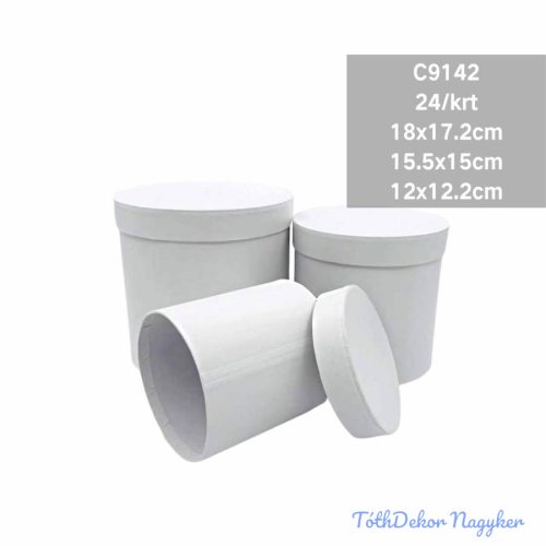Papírdoboz 3db/szett kerek D18-15,5-12cm - Fehér