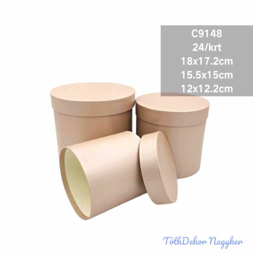 Papírdoboz 3db/szett kerek D18-15,5-12cm - Púder