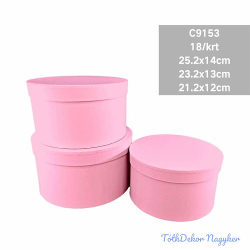 Papírdoboz 3db/szett kerek D25,2-23,2-21,2cm - Rózsaszín