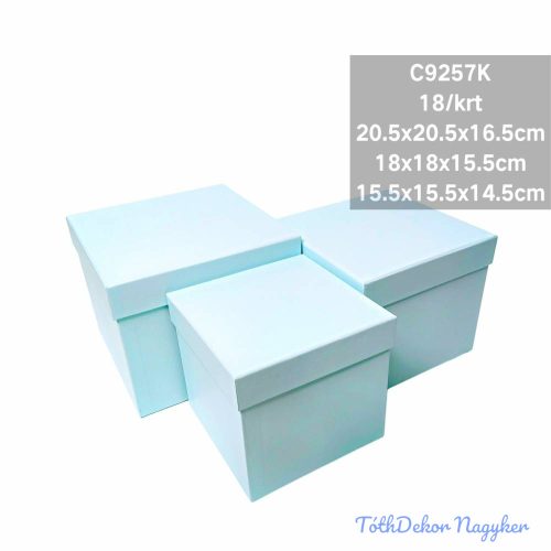 Papírdoboz 3db/szett kocka 20,5-18-15,5cm - Babakék