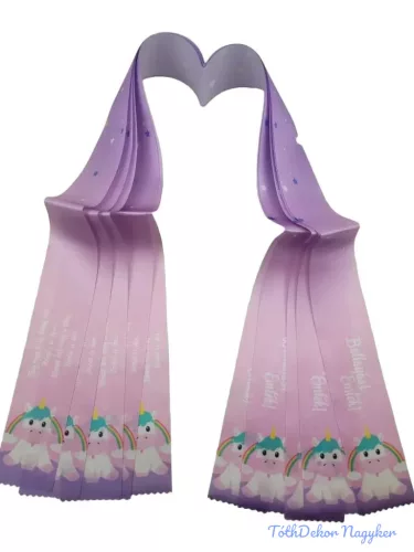 Ballagási szalag 5 cm - Lilás unikornis
