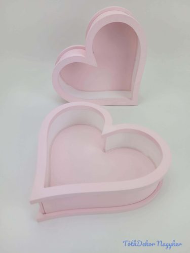 Szív forma doboz 20x19x5cm - Rózsaszín