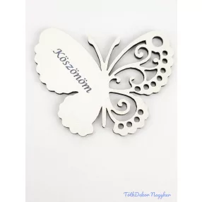 Köszönöm lepkés tábla 7x6 cm - Fehér