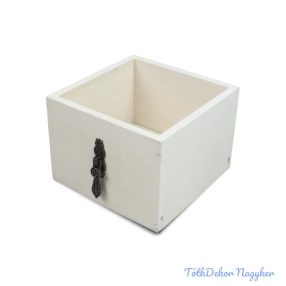 Dekorláda kocka fogantyúval 11x11x8cm - Fehér
