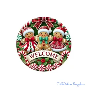   Nyomtatott fa tábla koszorú közép - Mosolygós mézik 11,8cm