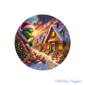   Nyomtatott fa tábla koszorú közép - Grincs mézifalván 11,8cm