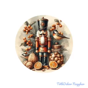 Nyomtatott fa tábla koszorú közép - Diótörő 11,8cm