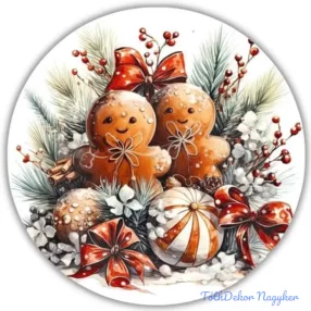 Nyomtatott fa tábla koszorú közép - Mézi pár 11,8cm