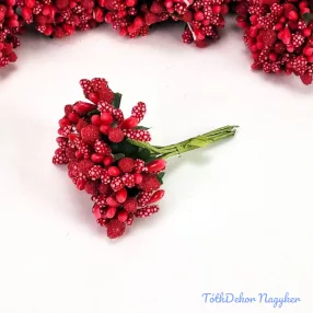 Bogyós rezgős mini csokor 9cm - Piros