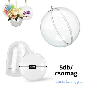 Ajándéktartó gömb műanyag 8cm 5db/cs