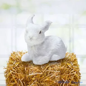 Ülő nyuszi figura prémium - Fehér