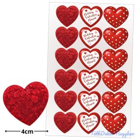 Valentin napi szív matrica 3 féle 18db/lap