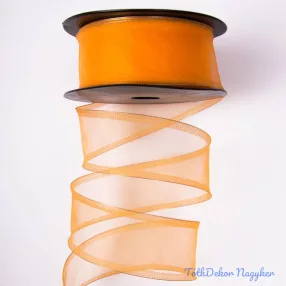 Organza szalag drótos széllel 4 cm x 9,1 m - Narancssárga