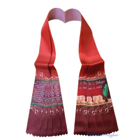 Ballagási szalag 6 cm - Bordó-tollas