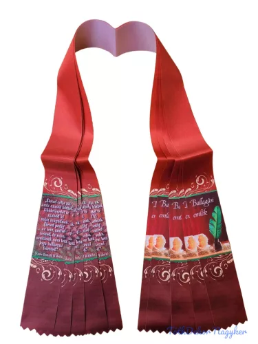Ballagási szalag 6 cm - Bordó-tollas