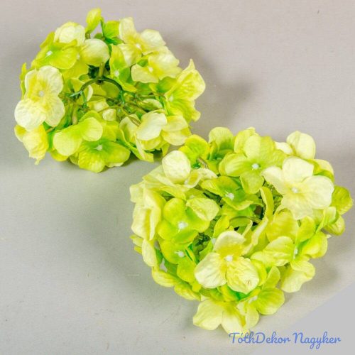 Hortenzia fej selyemvirág fej 13 cm - Világos Zöld