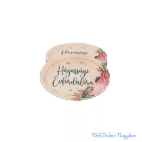   Kis ovális 4x6cm fa tábla - Házassági évfordulóra 5db/csomag