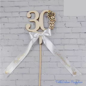   Díszes szám pálcán születésnapi szalaggal kb 9x37cm - 30