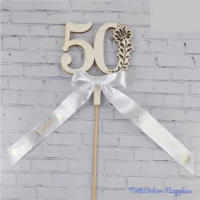   Díszes szám pálcán születésnapi szalaggal kb 9x37cm - 50