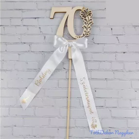   Díszes szám pálcán születésnapi szalaggal kb 9x37cm - 70