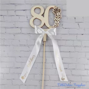   Díszes szám pálcán születésnapi szalaggal kb 9x37cm - 80
