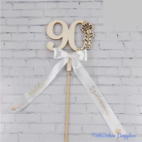   Díszes szám pálcán születésnapi szalaggal kb 9x37cm - 90