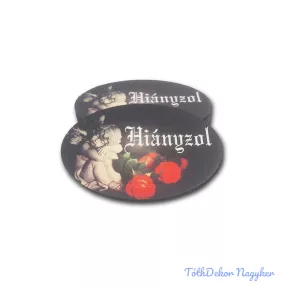 Nagy ovális 8,5x5,6cm - Fekete Hiányzol