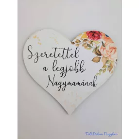   Szeretettel a legjobb nagymamának tábla 9x9,5 cm - nagy szív