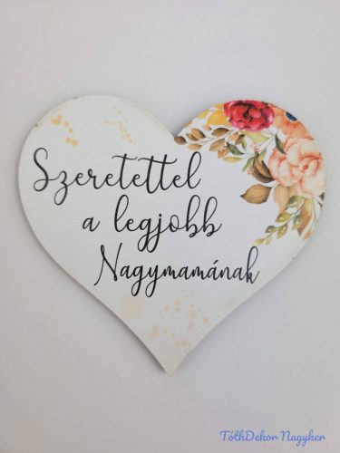 Szeretettel a legjobb nagymamának tábla 9x9,5 cm - nagy szív