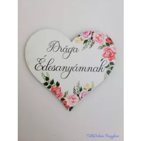 Drága édesanyámnak virágos tábla 7x7,7cm - szív