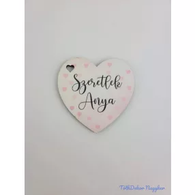 Szeretlek Anya szivecskés tábla 5,5x5,5cm - kis szív