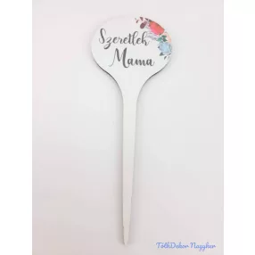 Szeretlek mama virágmintás tábla 15x5cm - beszúró