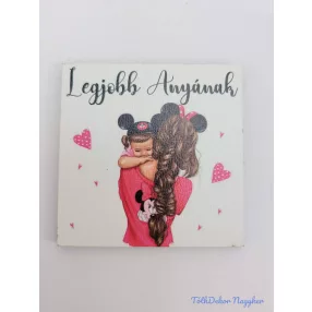 Legjobb anyának kislány mintás tábla 5,8cm - négyzet