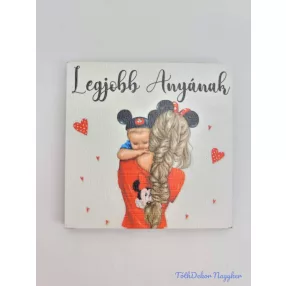 Legjobb anyának kisfiú mintás tábla 5,8cm - négyzet