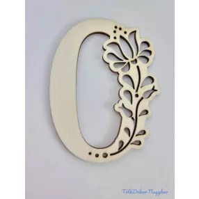 Díszes natúr lézervágott fa szám 6,5x5cm - 0
