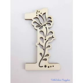 Díszes natúr lézervágott fa szám 6,5x5cm - 1