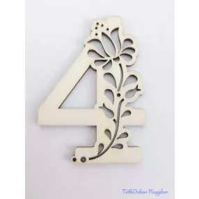 Díszes natúr lézervágott fa szám 6,5x5cm - 4