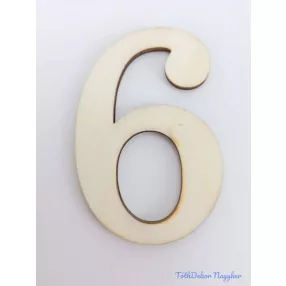 Normál natúr lézervágott fa szám 4,5x6,5cm - 6