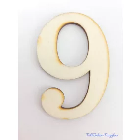 Normál natúr lézervágott fa szám 4,5x6,5cm - 9