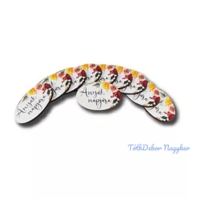 Anyák Napjára mini ovális 2,5x4cm - Jobbfelső virágos