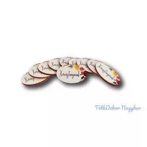 Keresztanyának mini ovális 2,5x4cm - Jobbfelső virágos