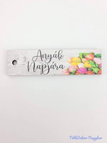 Anyák napjára tulipános fűzhető kísérő tábla 2,1x7cm - biléta